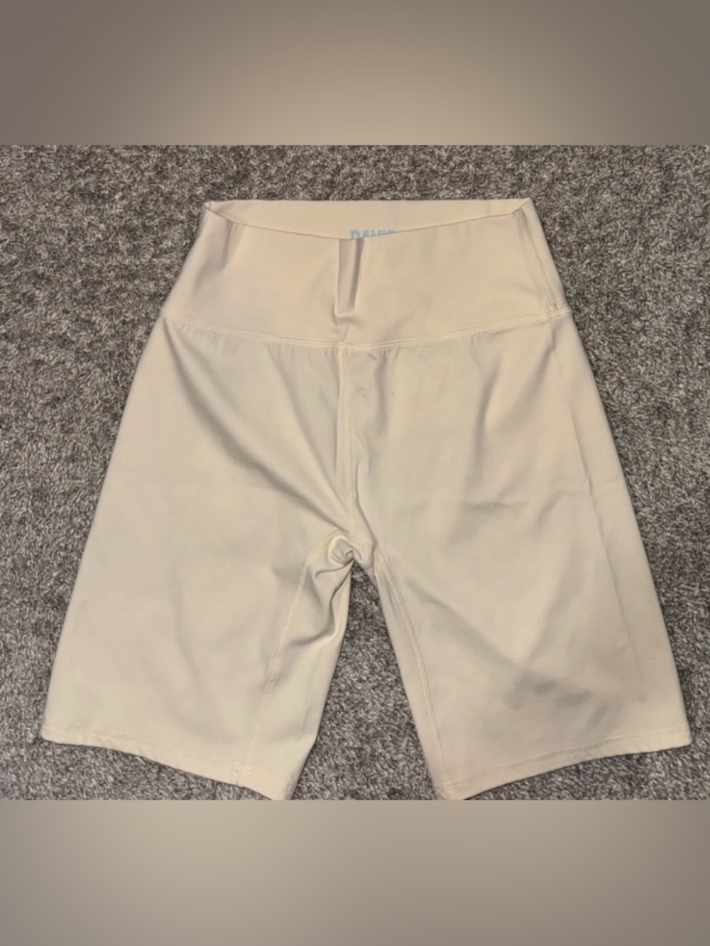 Davis Active High-Waist Cream Bike Shorts